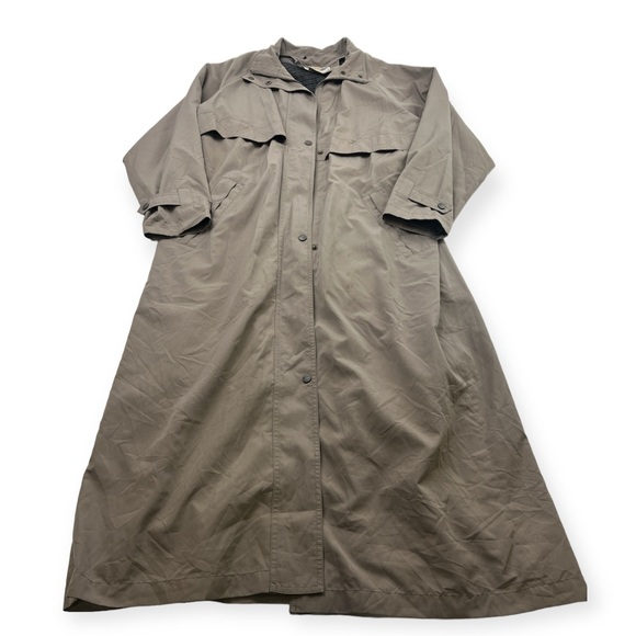 L.L.Bean 90s y2k women’s gray brown zip up trench ciat M L80-2 - Picture 1 of 5